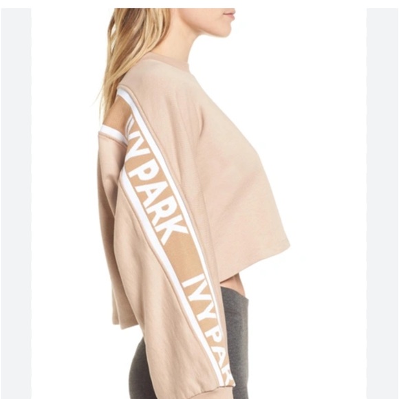 Ivy Park Cropped Sweatshirt With Taped Seams in Tan/Nude - Picture 1 of 5
